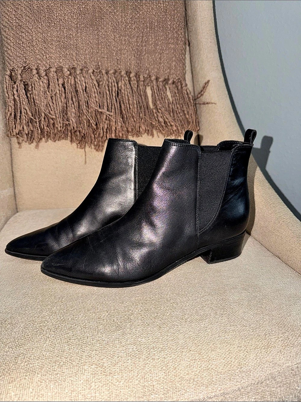Leather Pointed-Toe Ankle Boots